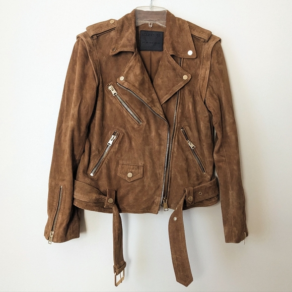 SOLD🚨ALLSAINTS Morgan Suede Biker Jacket w gold hardware - Picture 2 of 4